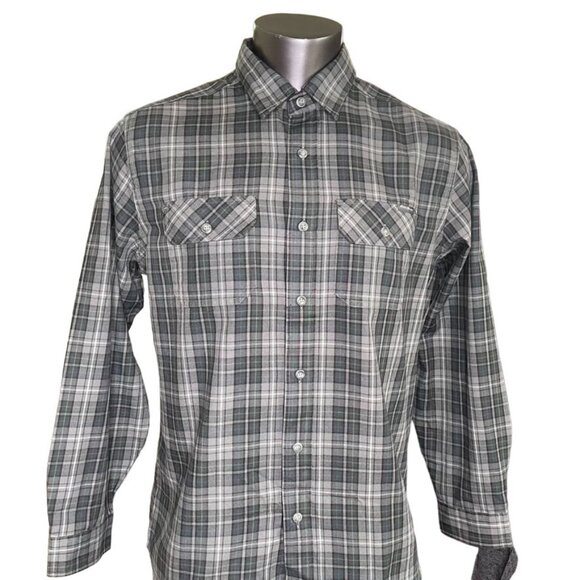 Mens Eddie Bauer Button Down Shirt Size L Plaid Double Pocket u - Picture 5 of 9